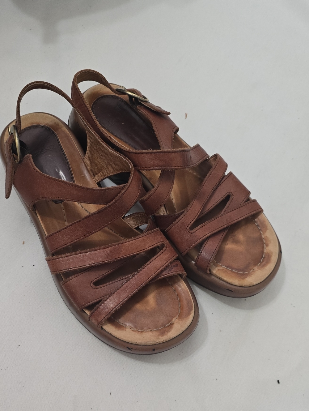 Dansko Brown Leather Strappy Slingback Sandals 38